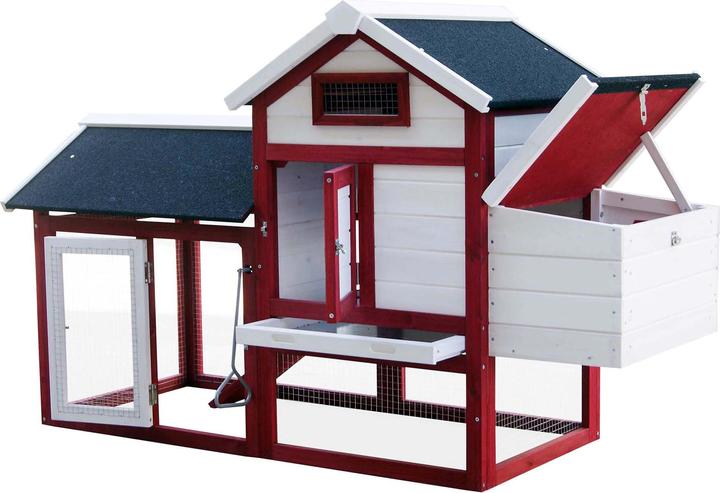 Wiltec Poulailler 1520x520x920mm Récréation libre Bois de sapin Poulailler Bac à fientes Poulet