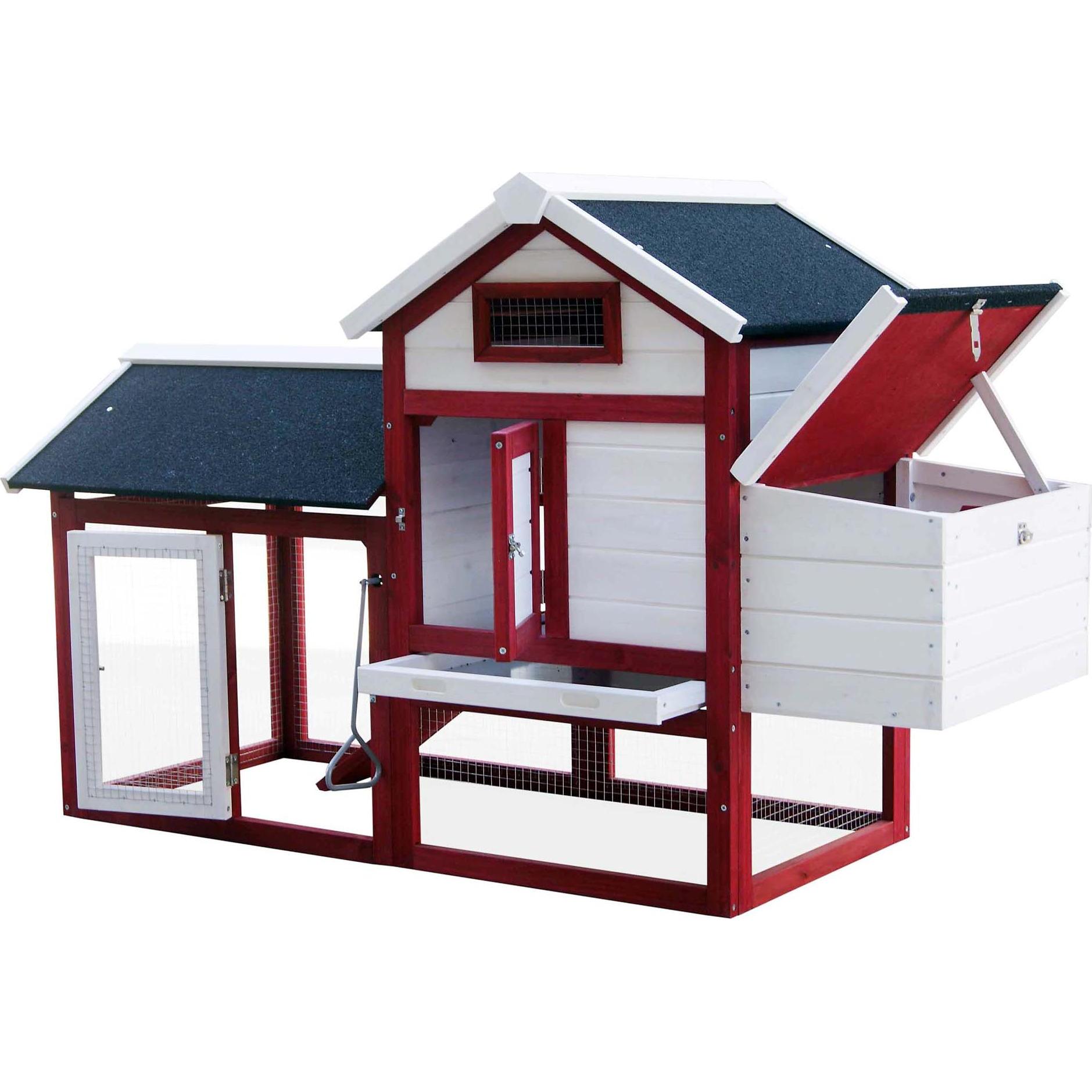 Wiltec Hühnerstall 1520x520x920mm Freilauf Tannenholz Hühnerhaus Kotwanne Huhn, Gehege