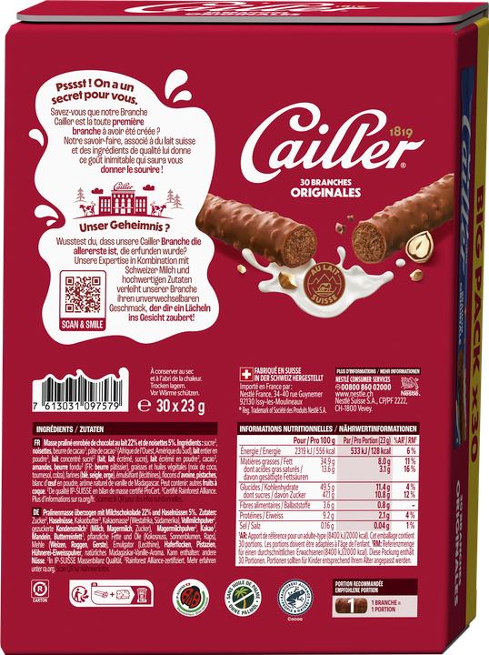 Produktbild Cailler Branches Milchschokoladenriegel L'Originale S (690 g)