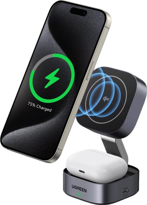 Image du produit Ugreen Station de recharge magnétique pliable Qi2 2-en-1 (15 W)