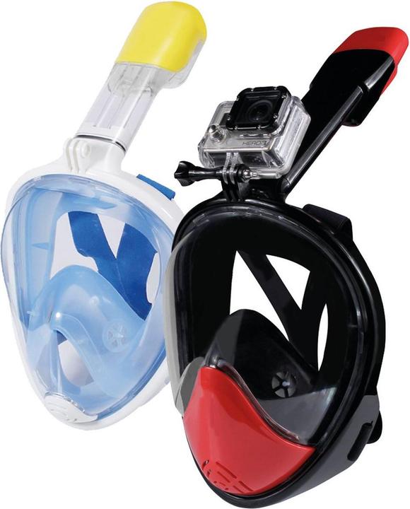 Produktbild Caruba Vollgesichts Schnorchelmaske Dual Air abnehmbar + Action Cam Halterung (blau S/M)