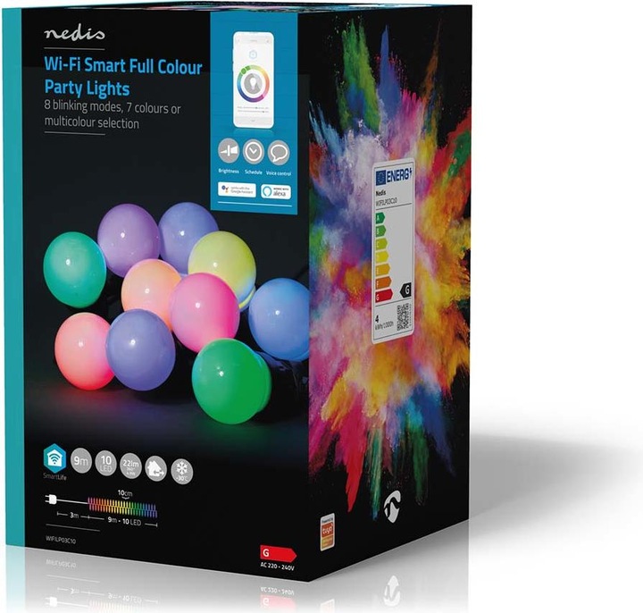 Image du produit Nedis SmartLife Décoratif LED Wi-Fi RGB 10 LED"s 9.00 m Android™ / IOS (9 m)