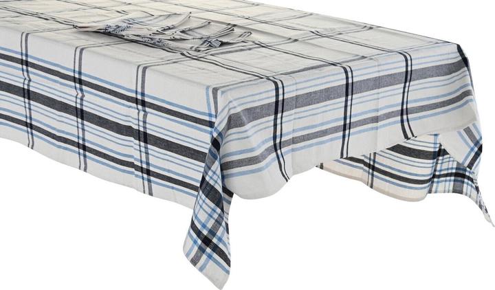 DKD Home Decor Tischdecke und Servietten 250 x 150 x 0,5 cm Beige Blau (250 x 150 cm)