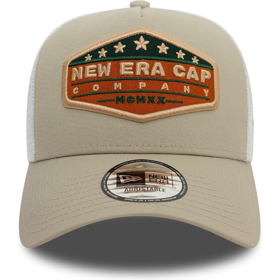 Thumbnail - New Era, Herren, Cap, A-Frame Mesh Trucker Cap - Vintage Brand Beige, Beige, (One Size)