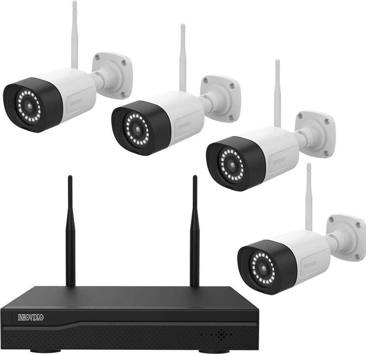 Inkovideo Überwachungskamera Set WLAN IP 4 Kanal mit Kameras 1920 x 1080 Pixel (1920 x 1080 Pixels)