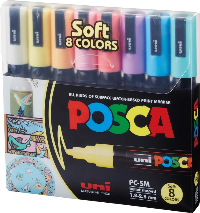 Actual product image Posca Marker PC-5M round tip (Multicoloured, 2.50 mm, 8 x)