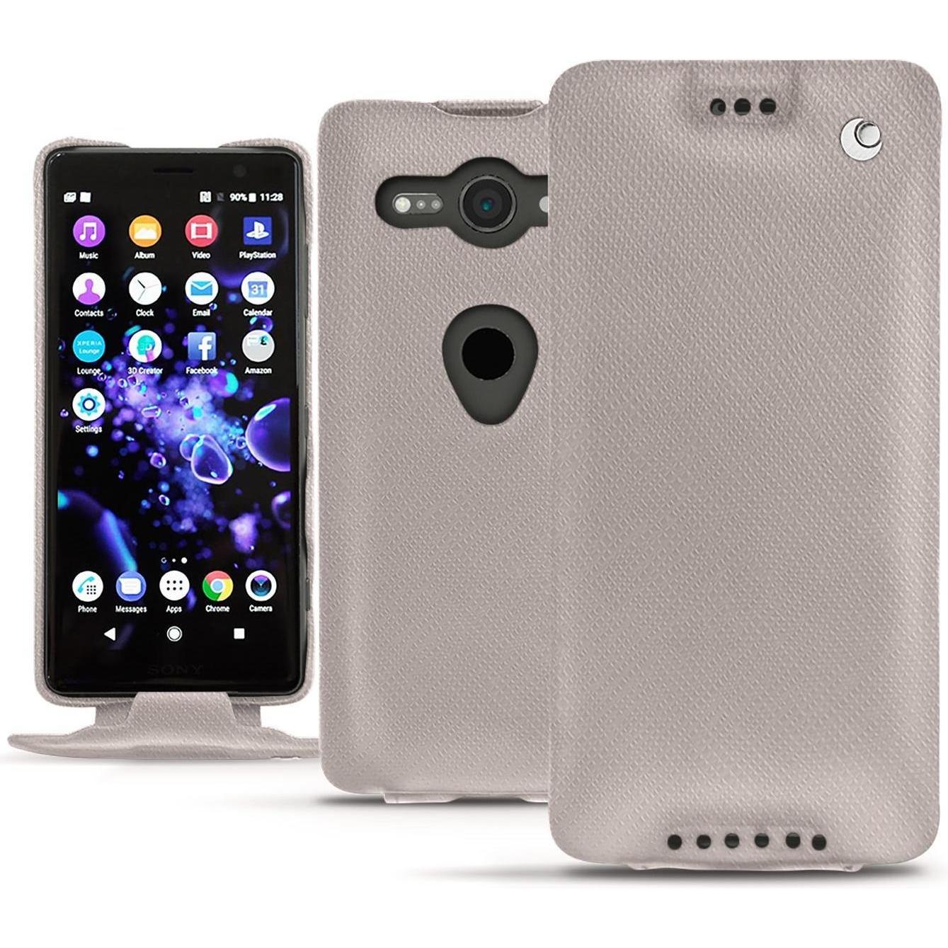 Noreve Lederschutzhülle vertikal (Sony Xperia XZ2 Compact), Smartphone Hülle, Beige