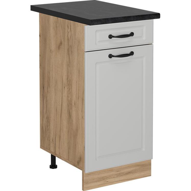 Vicco, Regal, Küchenunterschrank R-Line, Weiss Landhaus/Goldkraft Eiche, 40 cm, AP Anthrazit