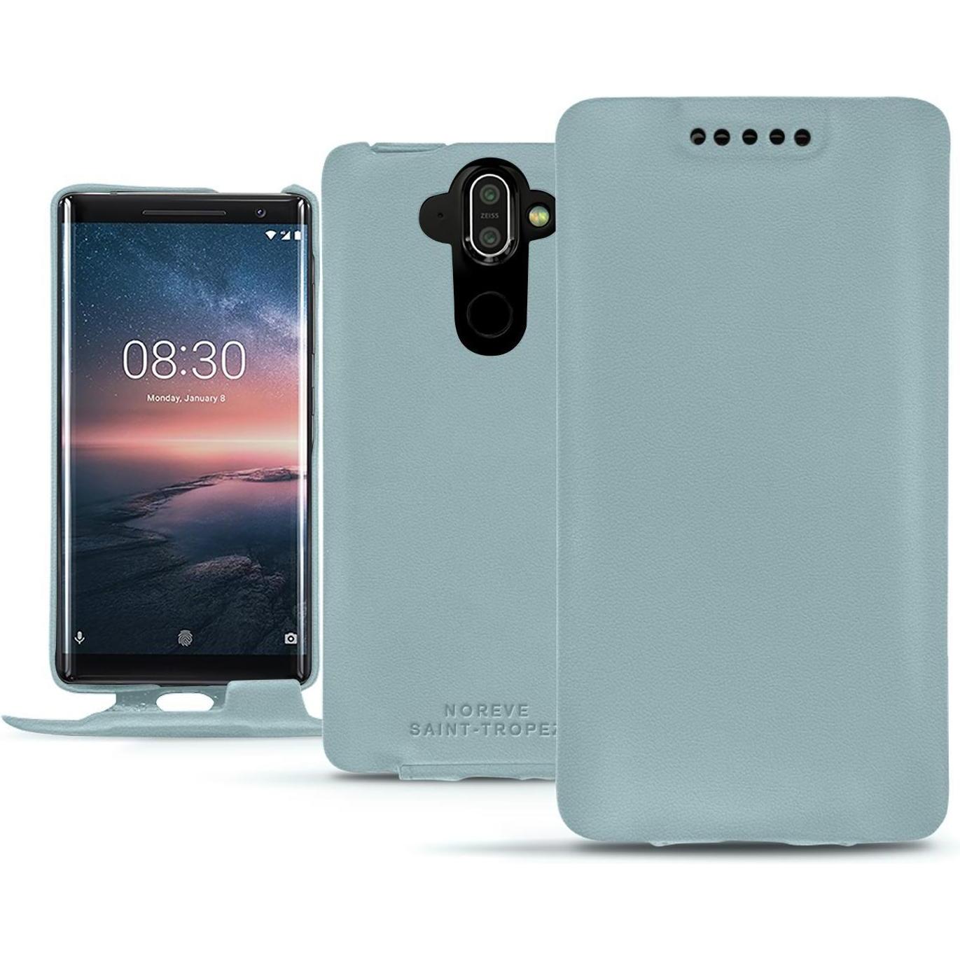 Noreve Lederschutzhülle vertikal (Nokia 8 Sirocco), Smartphone Hülle, Blau