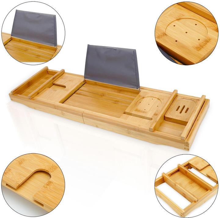 Actual product image Intirilife Bamboo Bath Shelf