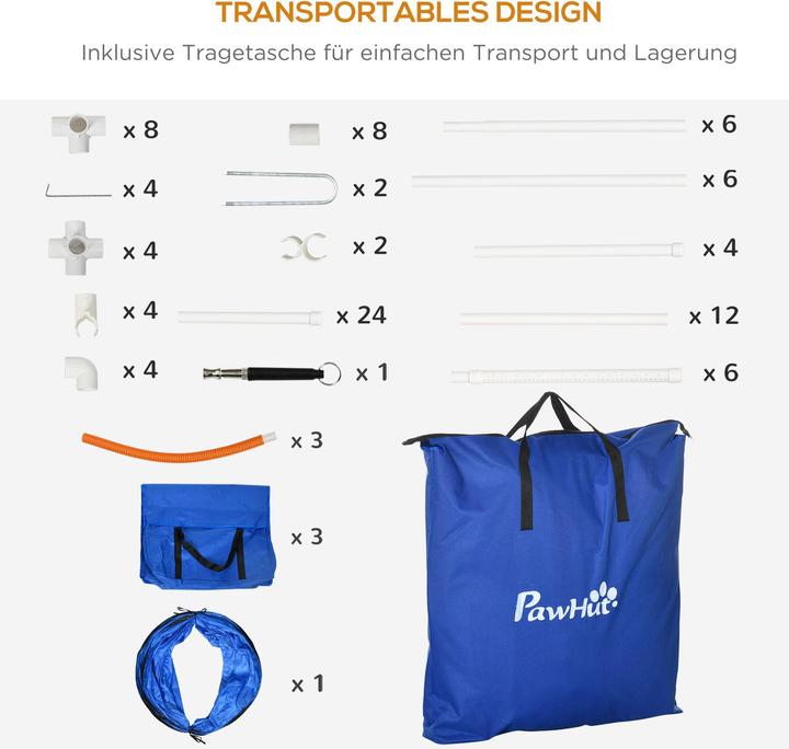 Immagine prodotto PawHut Hunde Agility Set Kunststoff, Oxford Blau (Destrezza)