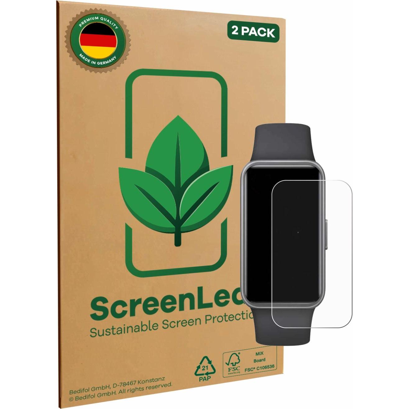 ScreenLeaf Schutzfolie nachhaltiger Displayschutz Display Schutz Folie Klar Transparent, Smartwatch Schutzfolie, Transpa...