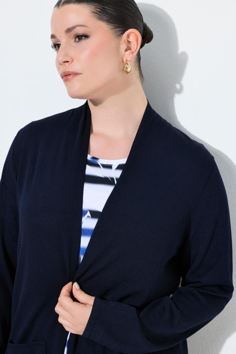 Produktbild Ulla Popken Long-Strickjacke, Stehkragen, offene Form (46, 48)