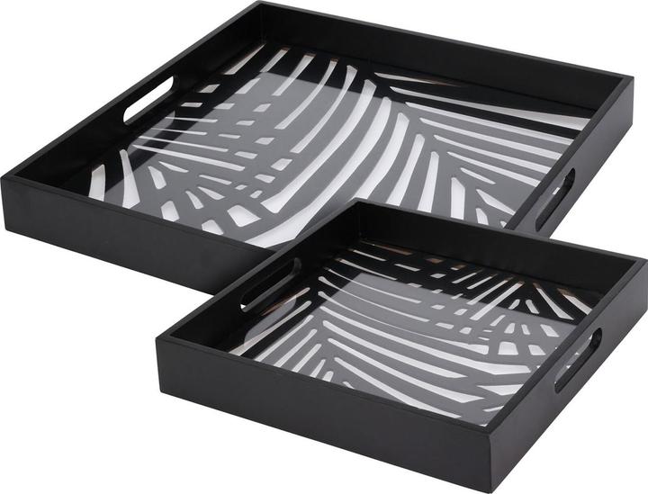 Casativo Glass and Wood Tray Set, Set of 2