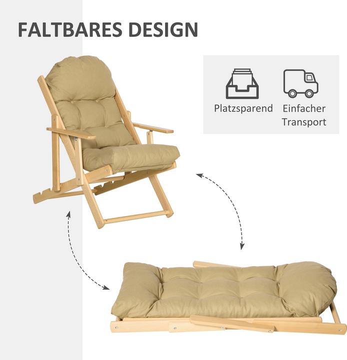 Image du produit Homcom Relaxsessel Buchenholz, Schaumstoff Braun