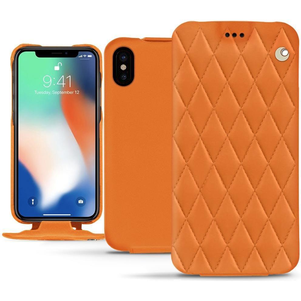 Noreve Lederschutzhülle vertikal (Apple iPhone XS Max), Smartphone Hülle, Orange