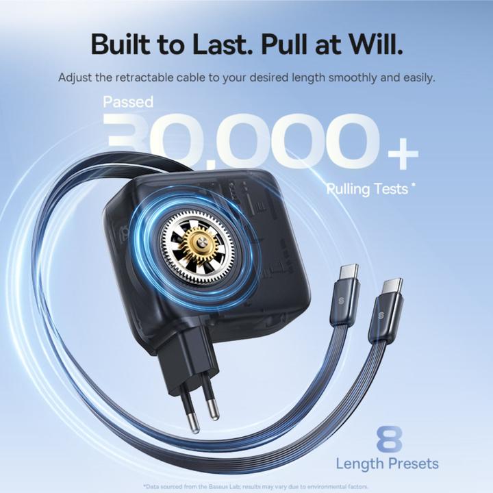 Produktbild Baseus EnerCore CJ21 Charger Retractable 3C 67W EU Black (67 W, 3 Ports)