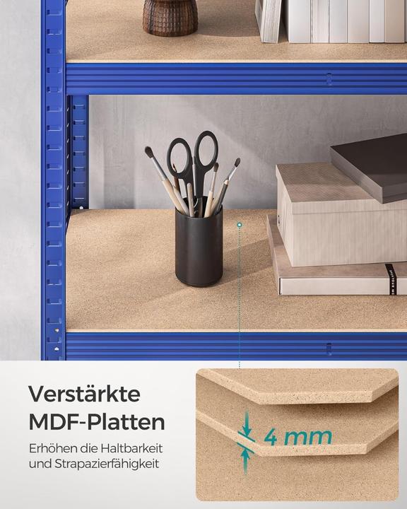 Immagine prodotto Songmics Scaffale portaoggetti 200 x 100 x 50 cm blu Max. statische Belastbarkeit jeder Ablage: 120 kg