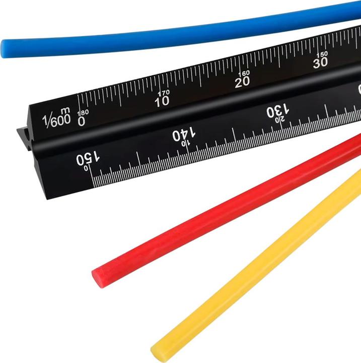 Produktbild Stahlwerk Dreikant-Lineal 3er Set 30 cm mit metrischen Skalen Architekten-Lineal (30 cm)