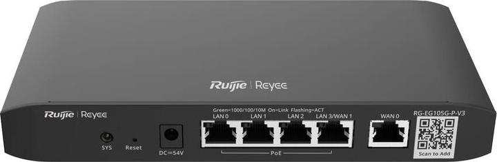 Immagine prodotto Ruijie Router Gigabit a 5 porte gestito dal cloud, 5 porte di servizio 1GE di cui 4 porte PoE/PoE+ con 54