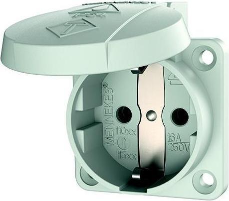 Produktbild Mennekes 11010 SCHUKO-Anbausteckdose mit Klappdeckel 16A 2p+E 230V IP54 grau