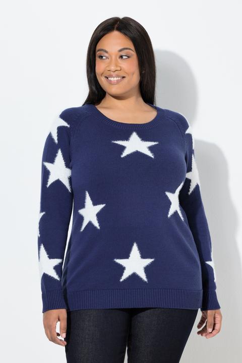 Produktbild Ulla Popken Pullover, Glitzersterne, Rundhals, Raglan-Langarm (50, 52)
