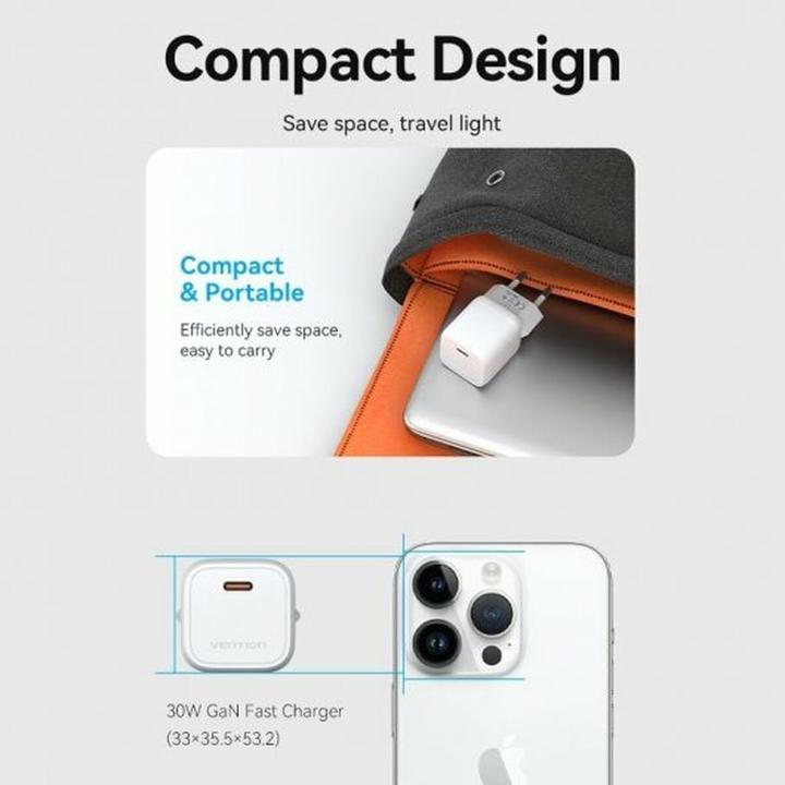 Image du produit Vention Chargeur mural FAKW0-UE 30 W USB-C Jaune (30 W, 1 portion)