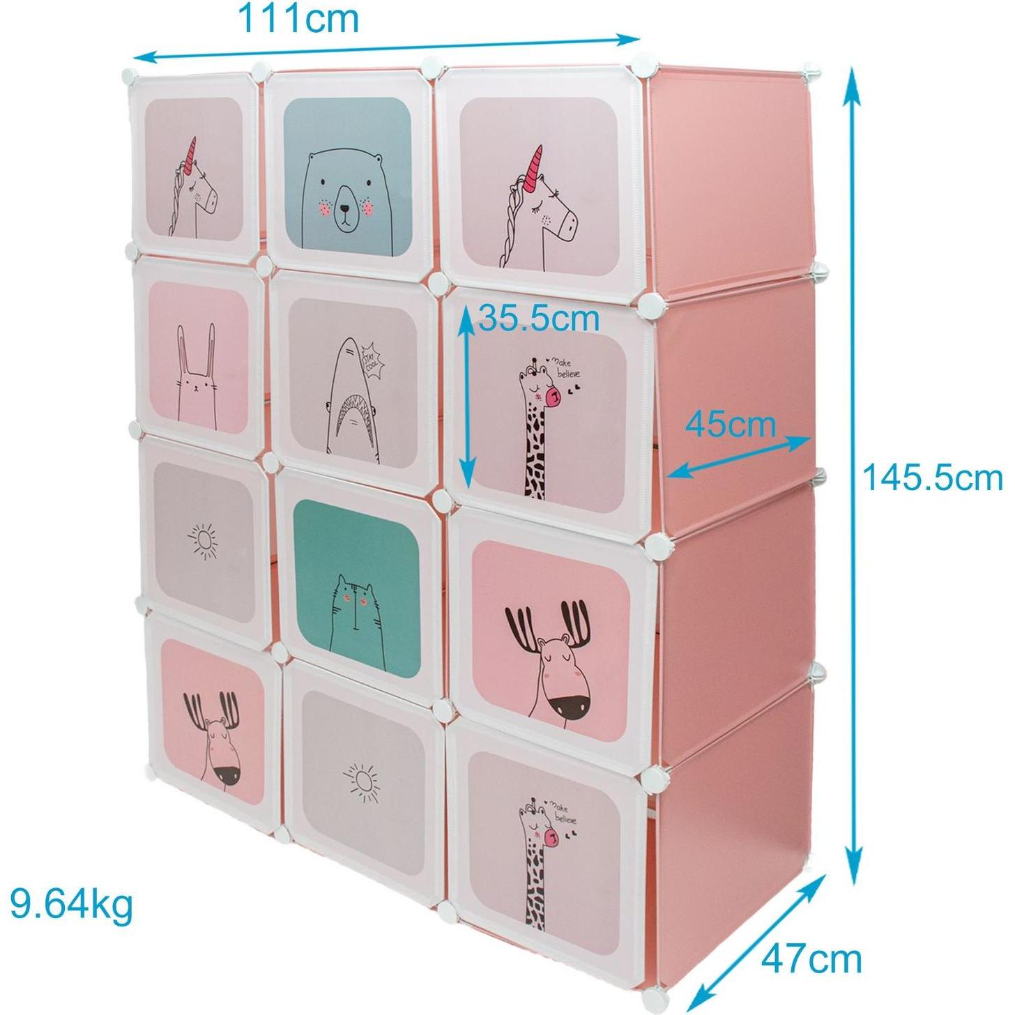 Thumbnail - Intirilife, Kinderregal, DIY Steckregal mit 12 Türen