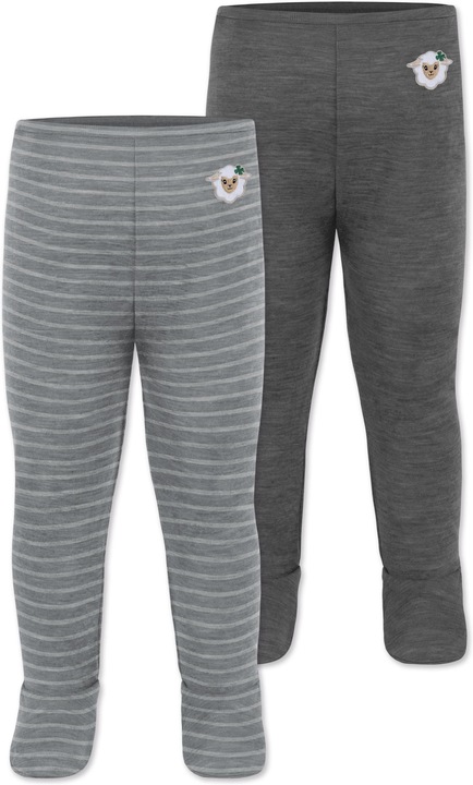 Normani 2er Pack Baby Merino Unterhose mit Füssen - 9539