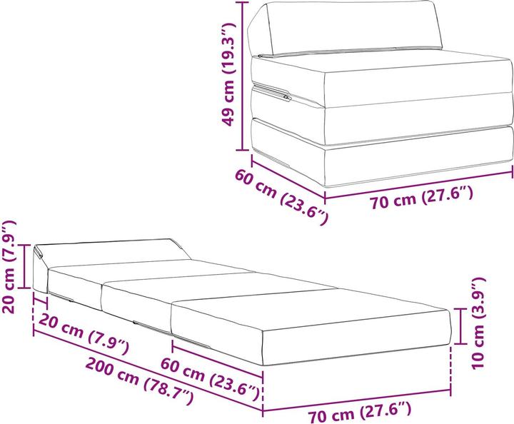 Produktbild vidaXL Klappsofa Bett