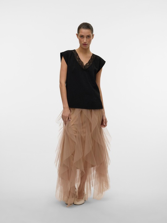 Image du produit Vero Moda Vmsafa Sl V-Neck Lace Top Wvn Ga Noos (XL)