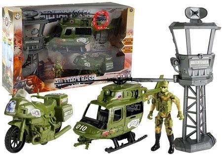Image du produit Lean Toys Kit de jeu militaire Hélicoptère Moto Tour de guet