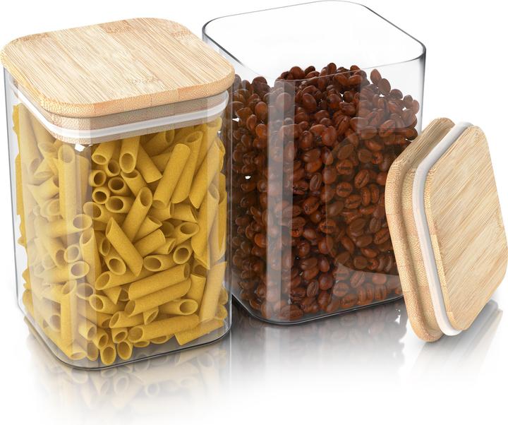 Actual product image Arendo 10x 1,5 L Vorratsgläser Glasbehälter 10er Set, Borosilikatglas, Bambusdeckel, Vorratsdosen luftdicht (1.50 l)