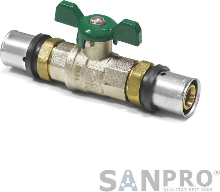 Immagine prodotto Sanpro THPRESS Pressfitting - Valvola a sfera Pressfitting maniglia verde + contorno TH 32 (Collegamento alla stampa)