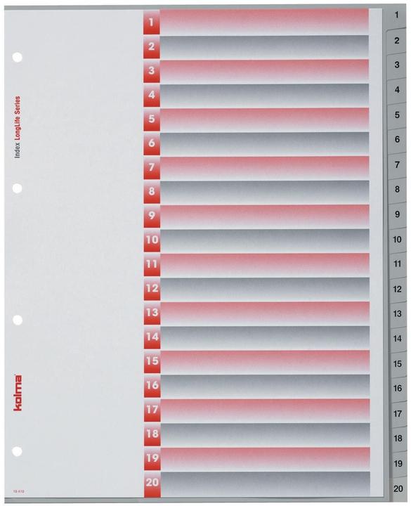 Image du produit Kolma Intercalaire A4 XL superstrong 1-20 20 pcs. gris