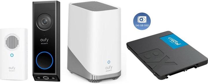 Image du produit eufy Sonnette vidéo E340 avec carillon + Homebase 3 S380 + 240GB SSD pour 3 ans de stockage -