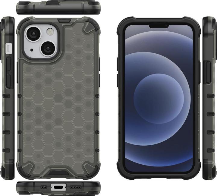 Actual product image Hurtel Honeycomb Case armor cover with TPU Bumper for iPhone 13 mini black (Apple iPhone 13 mini)