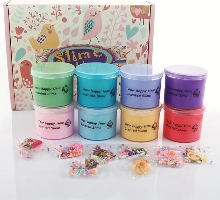 Actual product image Splash & Fun 8 piece colour box matte slime kit with lots of charms