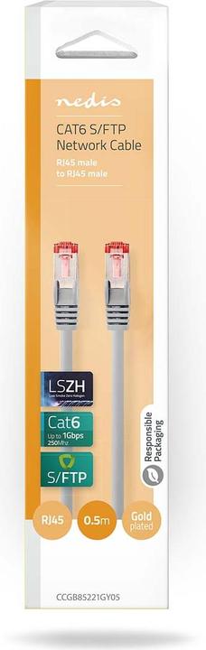 Produktbild Nedis CAT6-Netzwerkkabel | RJ45 Stecker | RJ45 Stecker | S/FTP | 0.50 m | Innenbereich | Rund | PVC (S/FTP, CAT6, 0.50 m)