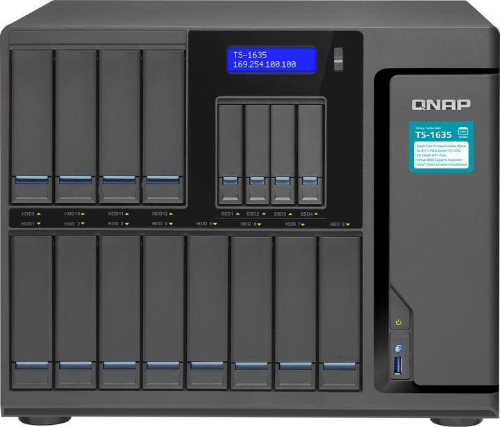 Produktbild QNAP TS-1635-4G, 16-Bay, SATA DDR3, RAID 0, 1, 5, 6, 10, Tower (0 TB)
