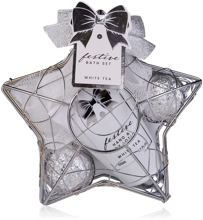 Produktbild Accentra Badeset FESTIVE in sternförmigem Drahtkorb, inkl. 50ml Hand- & Bodylotion, 2 x 40g Badefizzer, 10g N (Körperpflegeset)