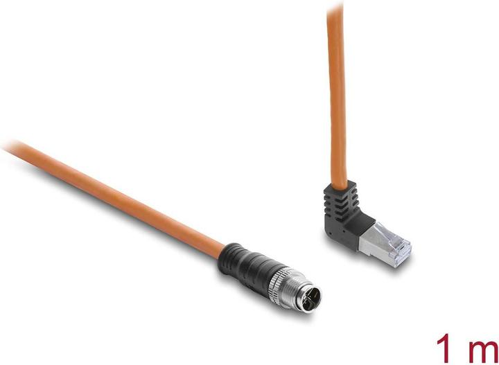 Produktbild Delock M12 Kabel X-kodiert 8 Pin Stecker gerade zu RJ45 Stec (S/FTP, 1 m)