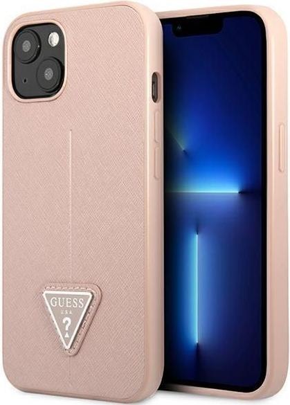 Immagine prodotto Guess GUHCP13SPSATLP Custodia rigida iPhone 13 mini 5,4 pollici Rosso/Rosa Logo SaffianoTriangolo (Apple iPhone 13 mini)