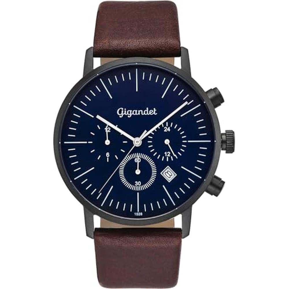 Gigandet, Orologio da polso, Analoge Herrenuhr mit Lederarmband und zweiter Zeitzone, (Orologio da polso analogico)