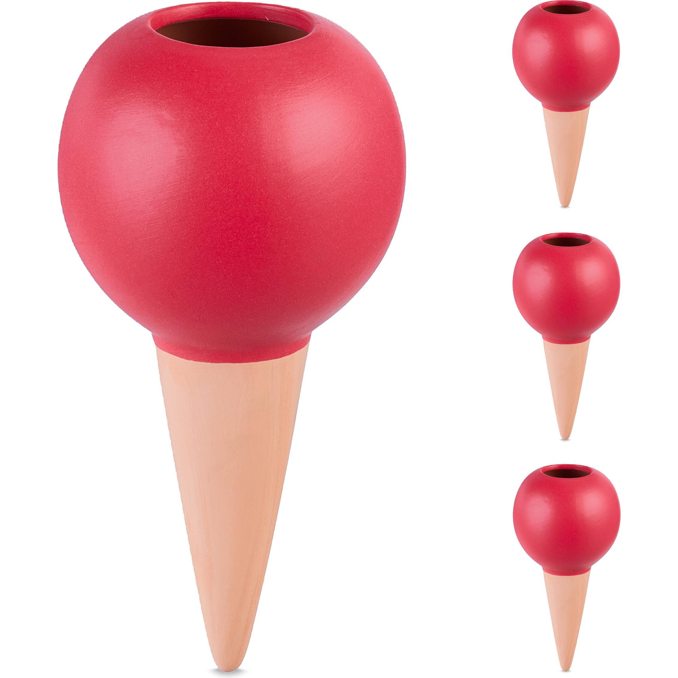 Relaxdays, Bewässerungskugeln + Tonkegel, 4x Tonkegel (Tonkegel Bewässerung)