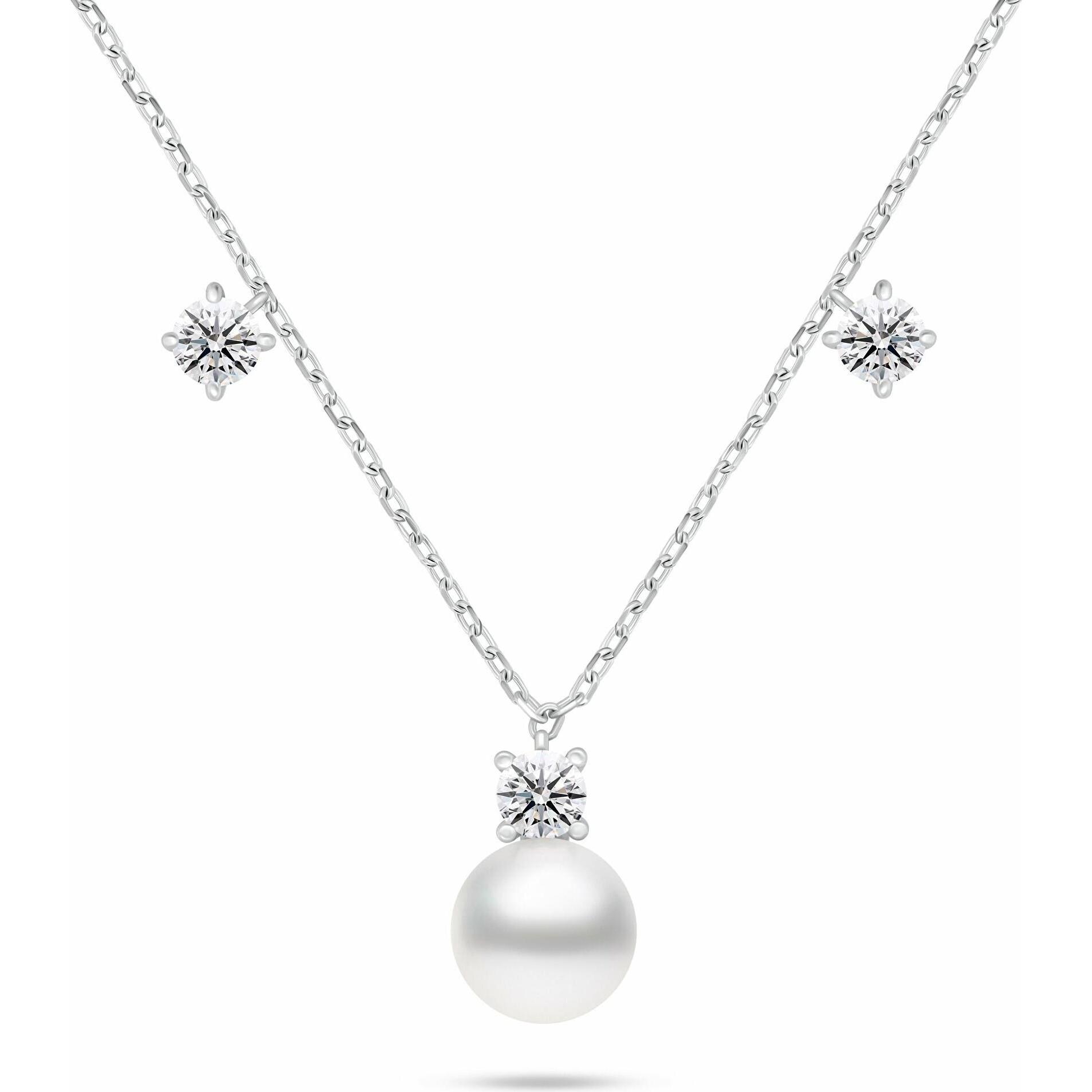 Brilio, Collana, Silver - Exclusive silver necklace with pearl and zircons NCL213W