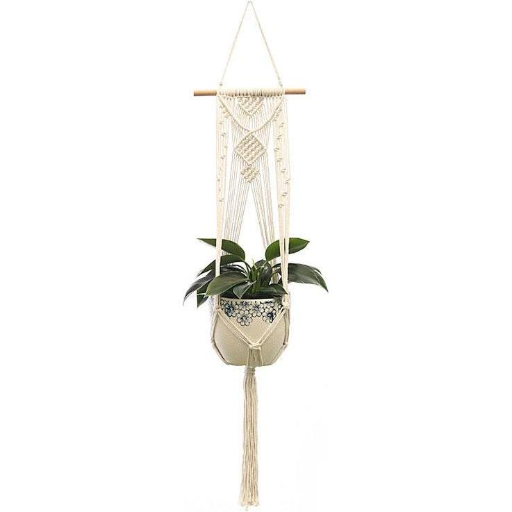 JTI, Blumentopf, Hängender Korb aus Makramee - Pflanzenhänger - 105 cm