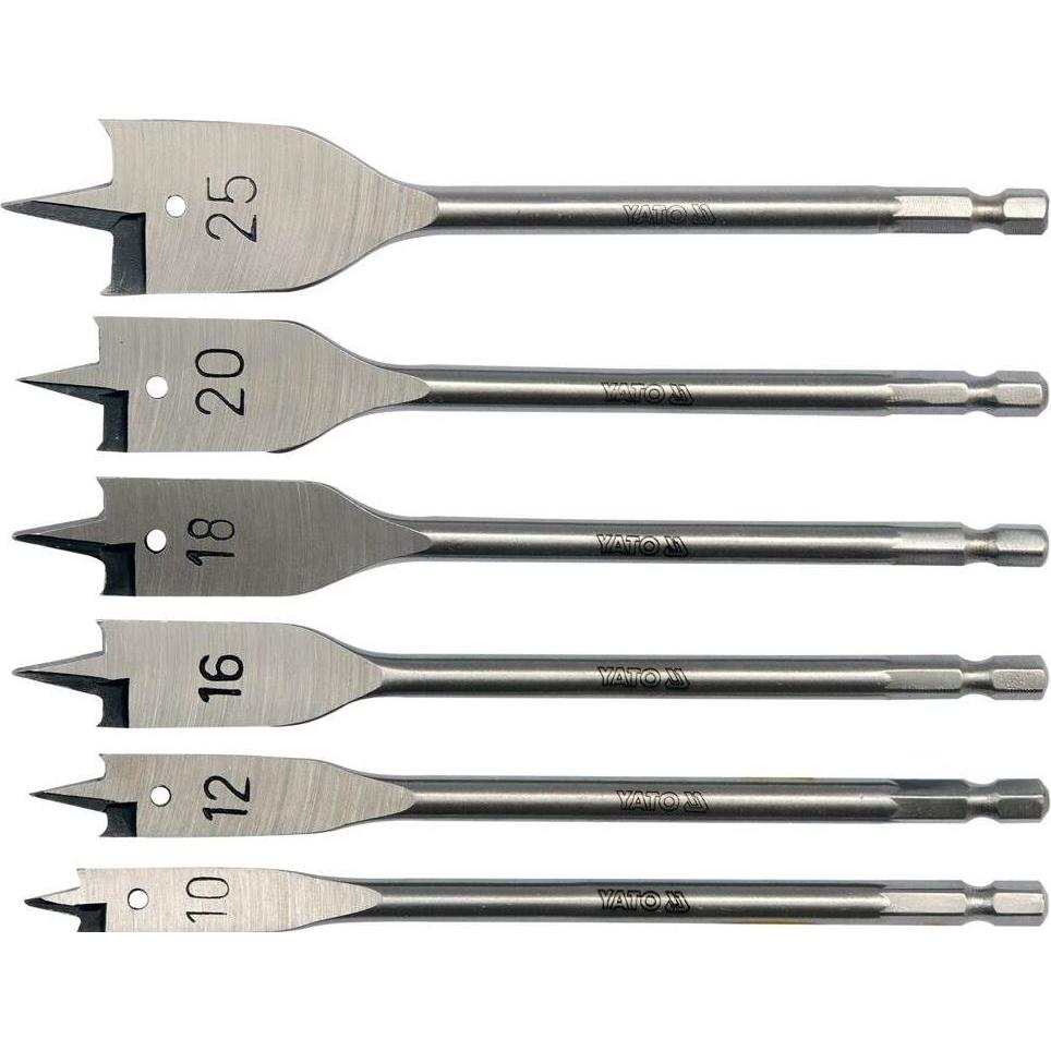 Yato, Bohrereinsatz, Spatenbohrer 12 10 16 18 20 25 mm Set (YT-3258) (10, 12, 16, 18, 20, 25 mm)