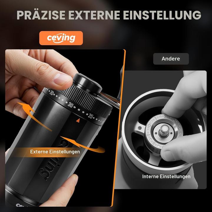 Produktbild ‎Ceving Manuelle Kaffeemühle mit 40 Mahlstufen, Modell Mega