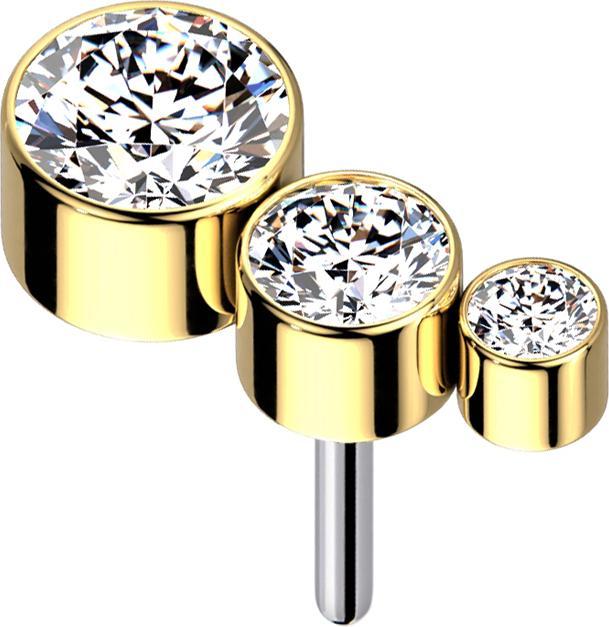 Produktbild Star Piercing Threadless vergoldet absteigend drei Kristalle silber (ohne Messing, Titan G23)